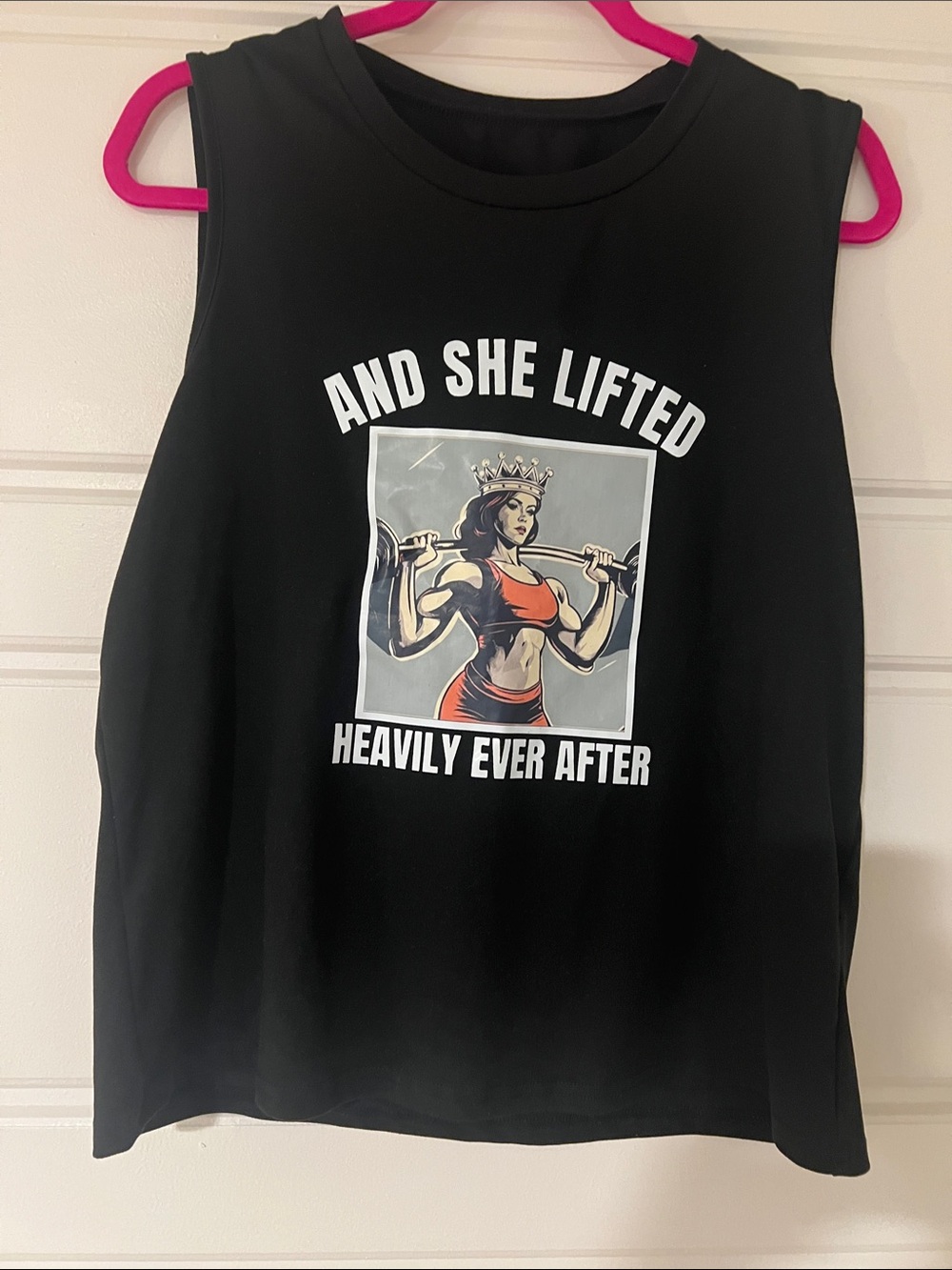 Women’s Graphic Muscle Tank - Black "And She Lifted"